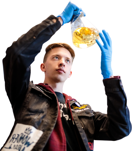science student with beaker